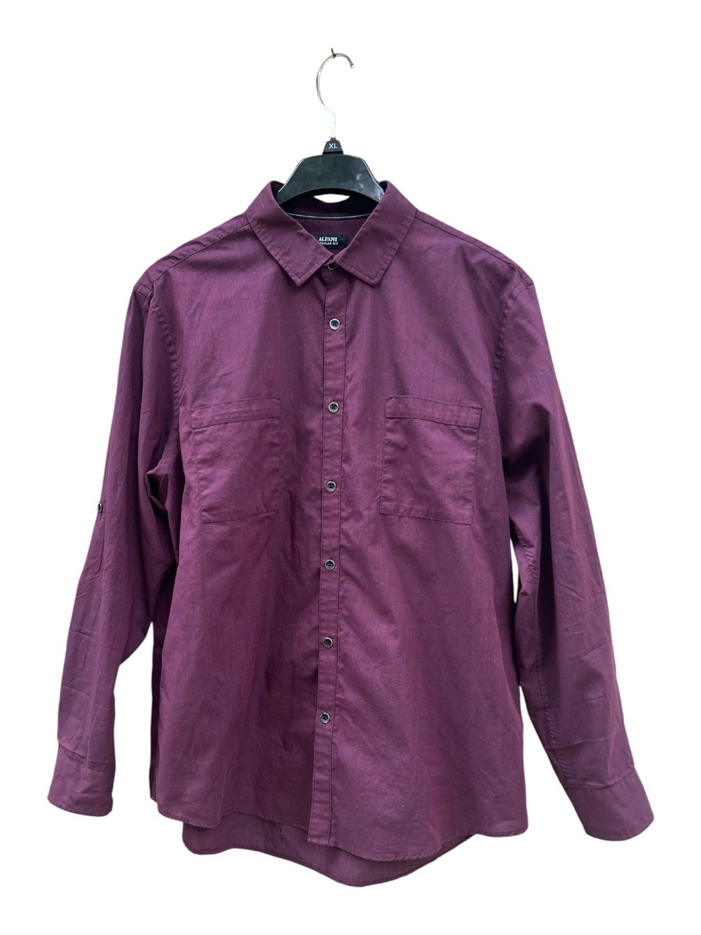 Alfani Men's Casual Button-Down Shirt in Burgundy/Wine Size XL